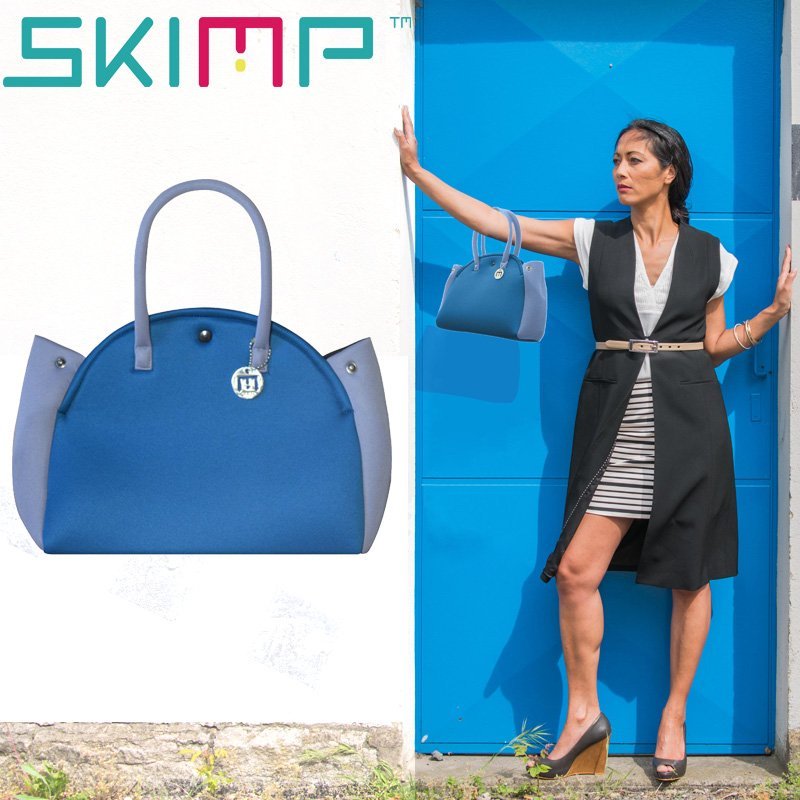 ウェットスーツ素材バッグ SKIMP ブルー&グレー (青&灰色)