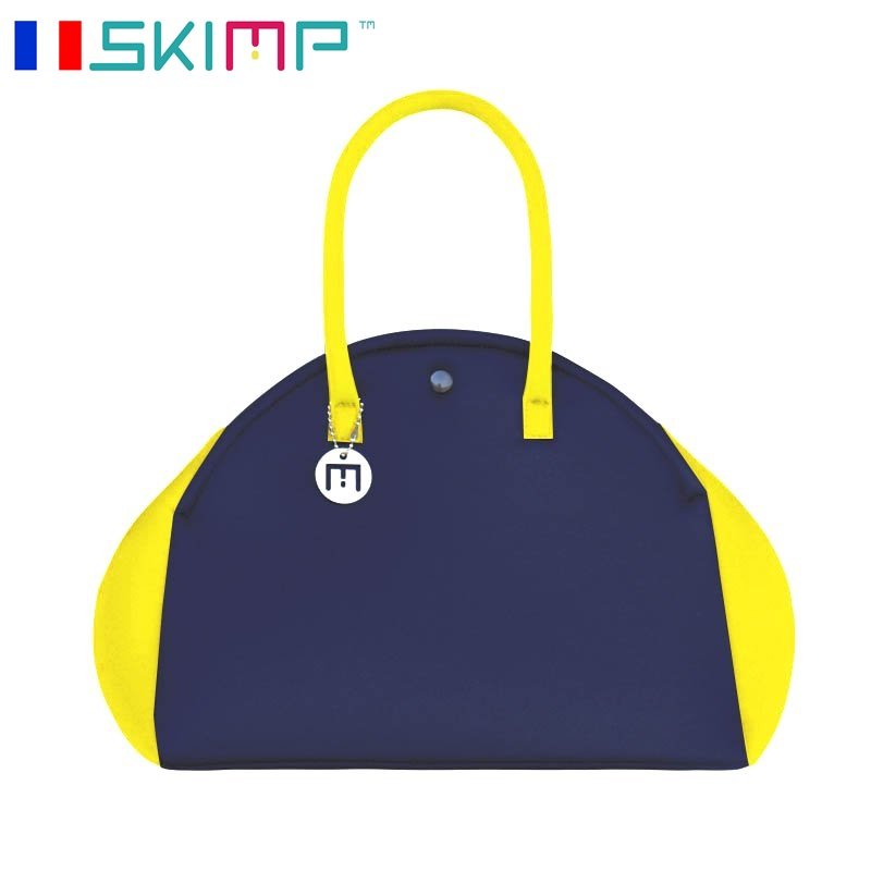 SKIMP ハンドバッグ 裏 ダークブルー＆イエロー (紺青&黄)