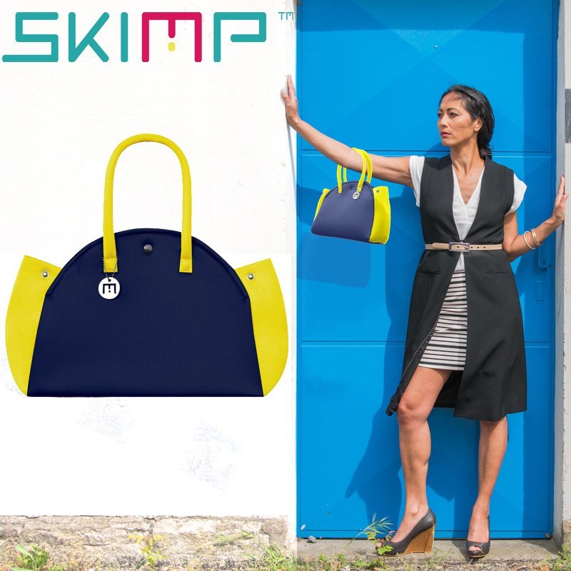 ウェットスーツ素材バッグ SKIMP ダークブルー＆イエロー (紺青&黄)