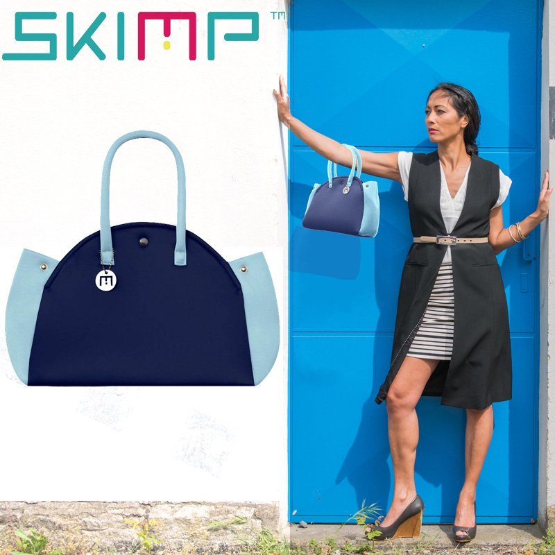 ウェットスーツ素材バッグ SKIMP ダークブルー＆ライトブルー (紺青&水色)