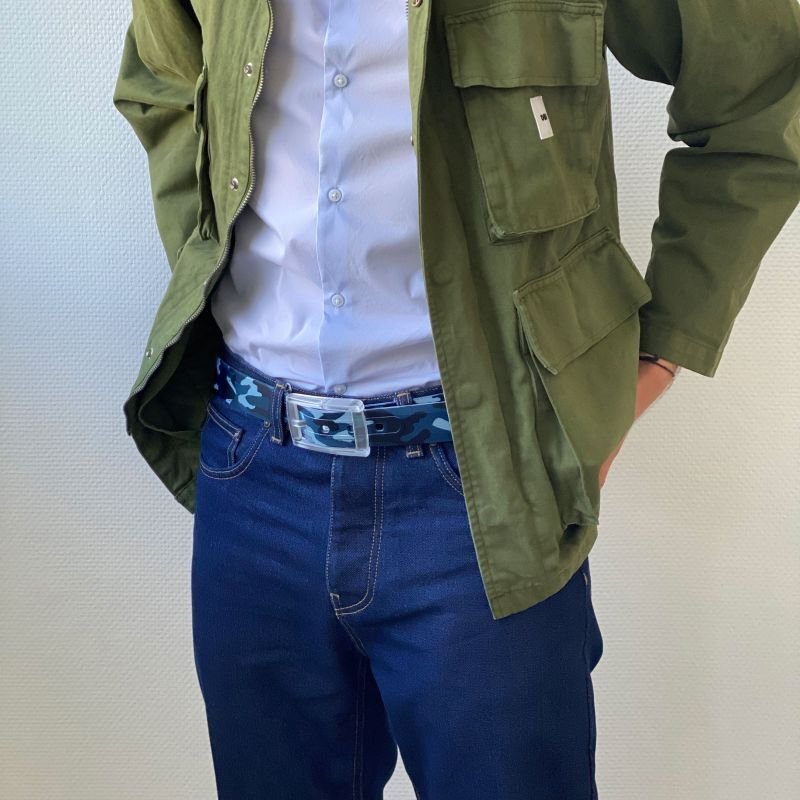 SKIMPゴルフベルトコーデ迷彩ブルー