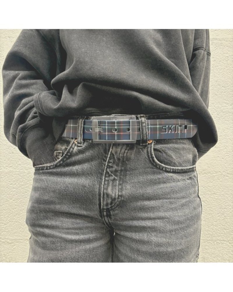 画像4: SKIMP プリントベルト メンズ レディース 長さ約140cm 幅約3.4cm【ブルー・スコティッシュ】 (4)