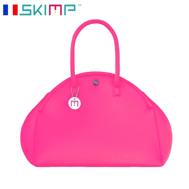 トートバッグ ハンドバッグ ネオプレン 洗える 軽量 フランスブランド 丸型 サイドボタン ピンク